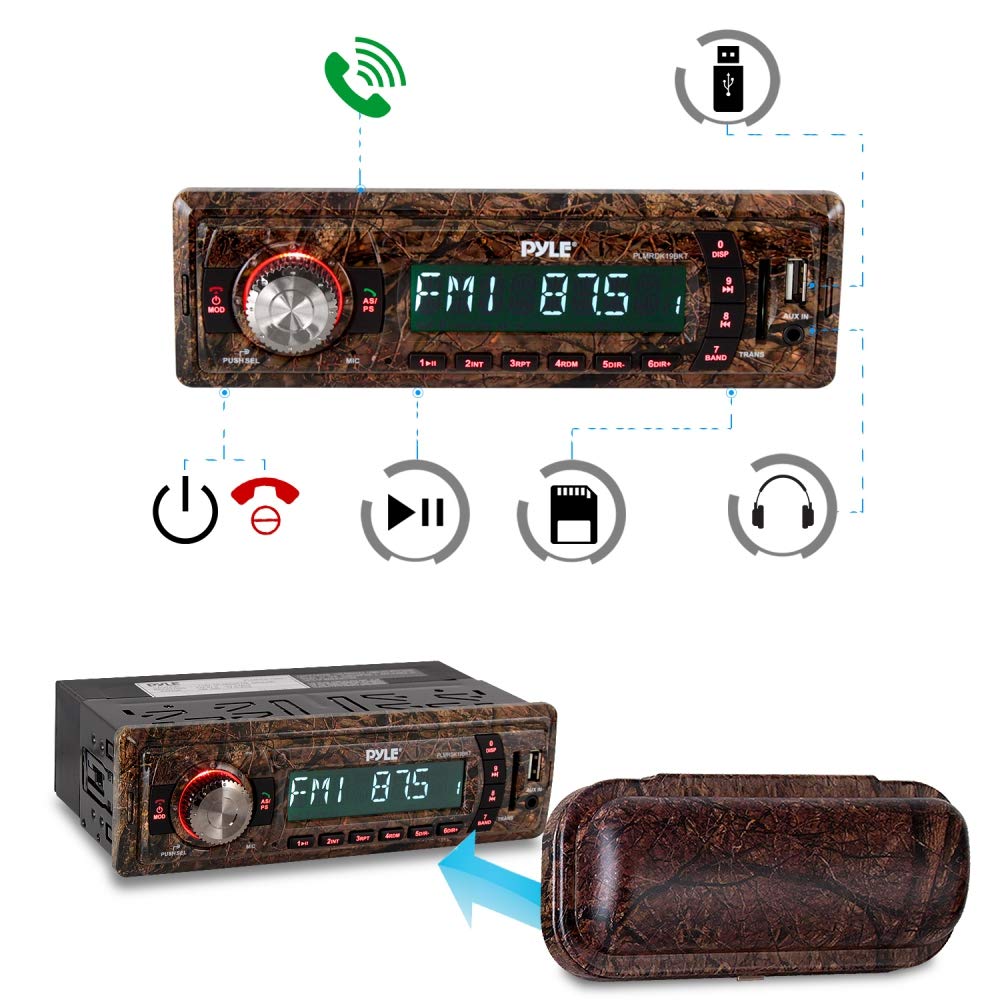 2 Pyle PLMRDK19BKT Sound Around w/ MP3/USB/SD/AUX/FM Radio Reader