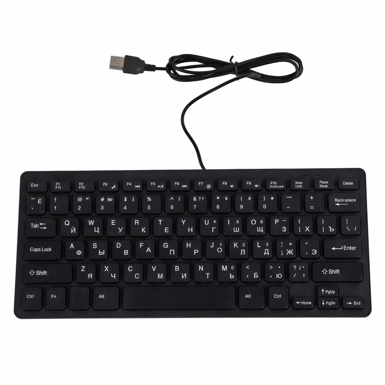 Yunseity Russian USB Wired Keyboard - Ultra Thin 78 Keys Compact Ergonomic Design for PC, Computer, Desktop