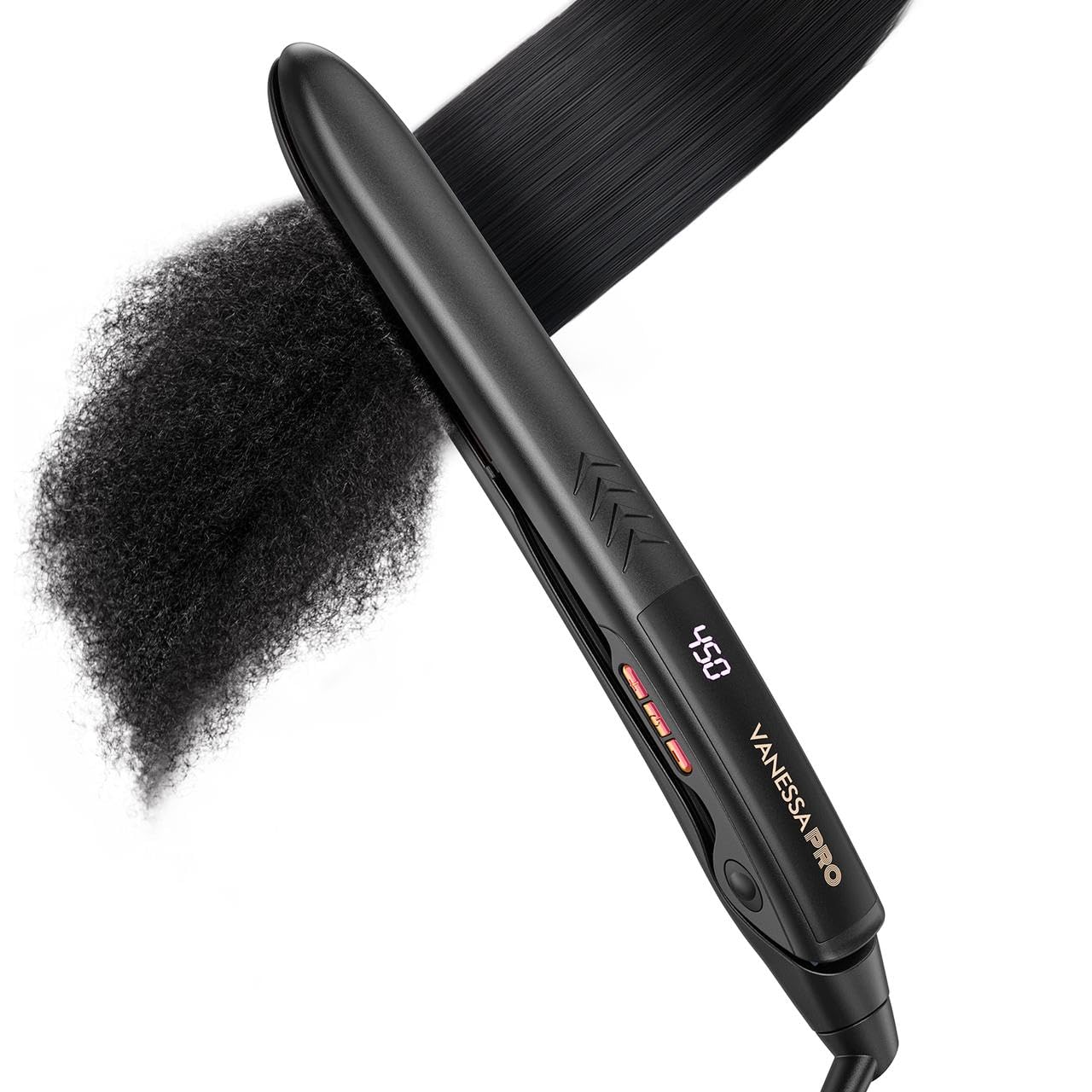Photo 1 of VANESSA PRO Flat Iron Hair Straightener, 100% Pure Titanium Flat Iron for One Pass to Achieve a Sleek Look, Curls Beautifully & Straightens Well - 1 inch