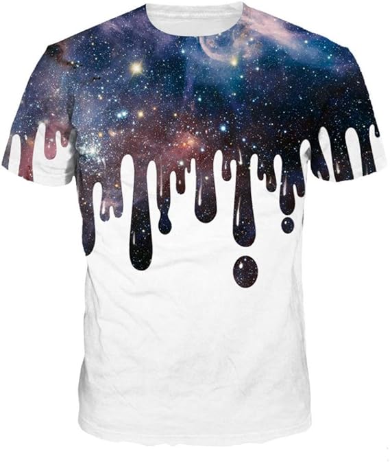 Amazon スウェット おもしろ ３ｄプリント 宇宙柄 半袖シャツ 夏 トップス ストリート系 カットソー 通勤通学 カジュアル メンズ 上着 大きいサイズ ｔシャツ S 3xl Tシャツ カットソー 通販