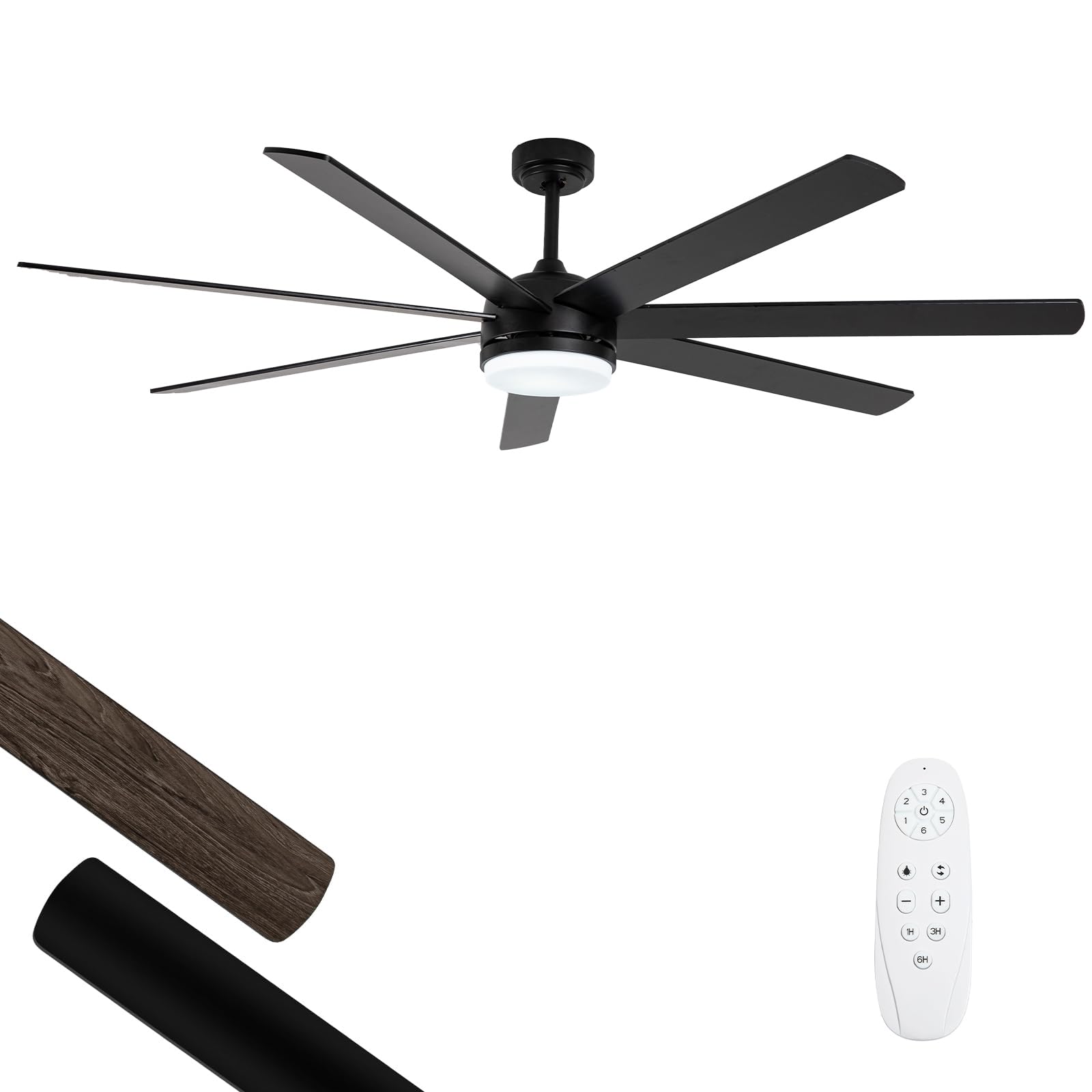 Viossn Ceiling Fans with Lights and Remote, 72 Inch Large Ceiling Fan ...