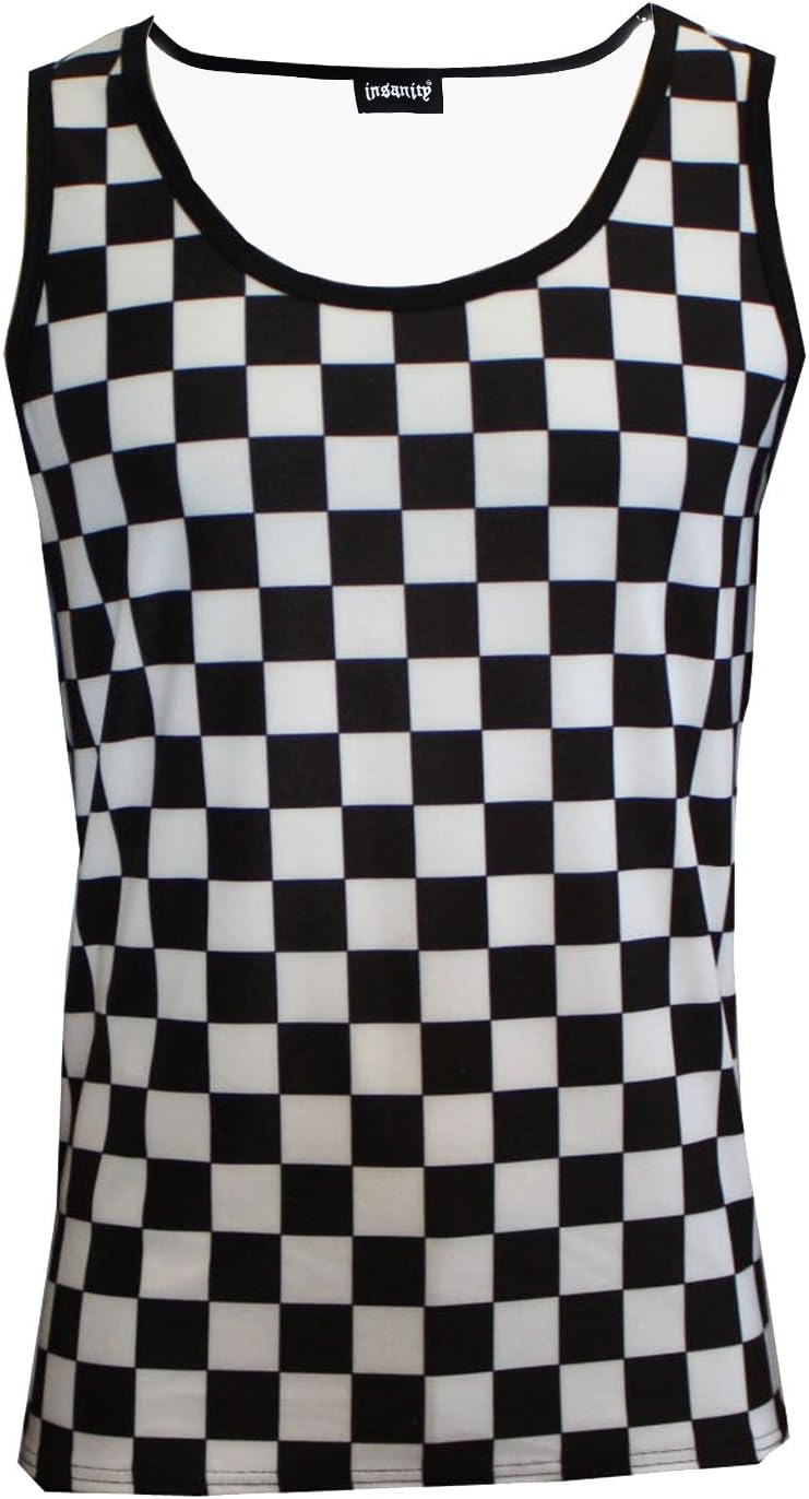 Designer Men's Chess All Over Printed Biker Vest Top Punk Emo Alternative