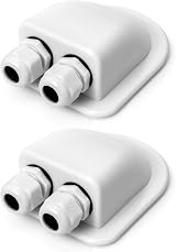 QWORK 2 Pcs IP68 Solar Cable Entry Gland Waterproof ABS 6-12mm Dual Cable Entry