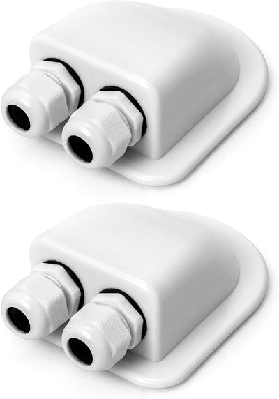 QWORK 2 Pcs IP68 Solar Cable Entry Gland Waterproof ABS 6-12mm Dual Cable Entry