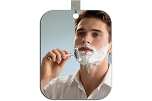 MEIGEA Shower Mirror Fogless for Shaving, No Fog Shaving Mirror, Anti-Fog Makeup Small Mirror Bathroom Accessories Travel Camping, Shatterproof Men's Woma Wall Hanging（Medium 7inx5in）