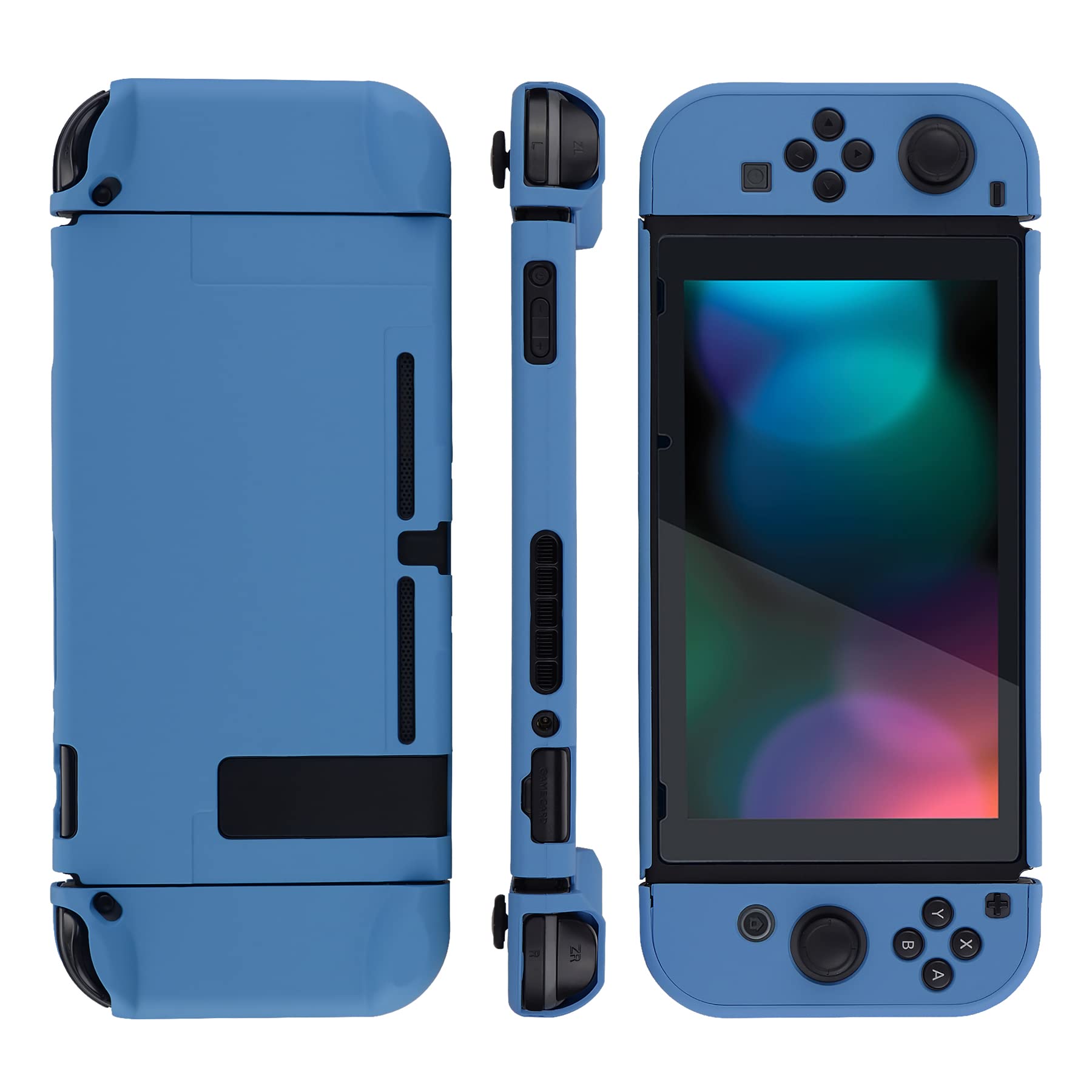 eXtremeRate PlayVital Back Cover for Nintendo Switch Console, Handheld Controller Separable Protector Hard Shell for NS Joycon, Customized Dockable Protective Case for Nintendo Switch - Air Force Blue
