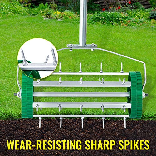 VEVOR 18" Push Aerator, Rolling Lawn Aerator, 50" Adjustable Handle