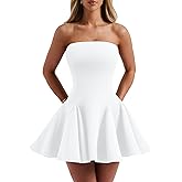 DAAWENXI Women's Sexy Summer Strapless Mini Dress Homecoming Off Shoulder Sleeveless Party Club Short Dresses