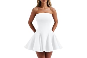 DAAWENXI Women's Sexy Summer Strapless Mini Dress Homecoming Off Shoulder Sleeveless Party Club Short Dresses