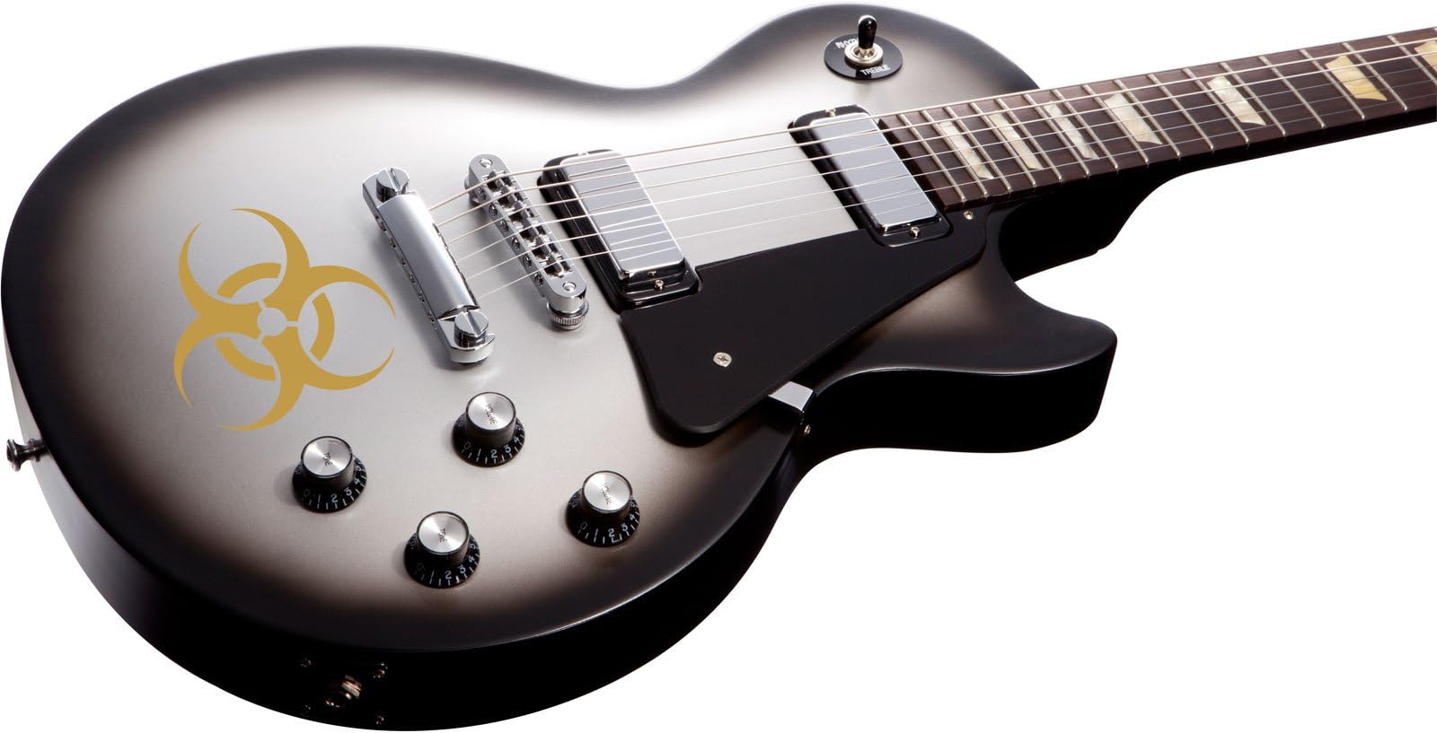 Biohazard Guitar Body Decal Sticker Graphic for Electric & Acoustic, Gold