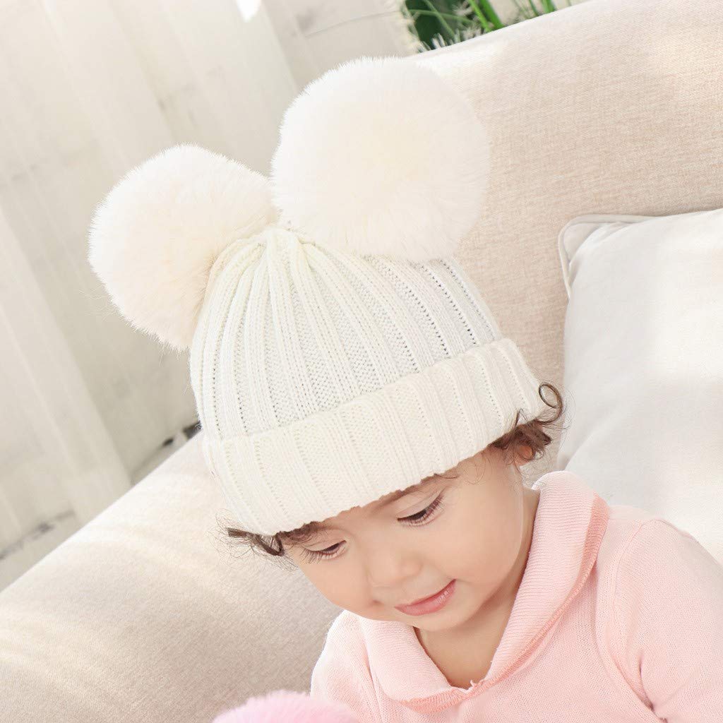 Harpily Baby Girls Boys Double Pom Pom Hat Bobble Beanie Warm Wooly Winter Plain Knitted Newborn Clothing Collemanora Accessories Harpily Baby Girls Boys Double Pom Pom Hat Bobble Beanie Warm Wooly Winter Plain Knitted Newborn Clothing Collemanora Accessories