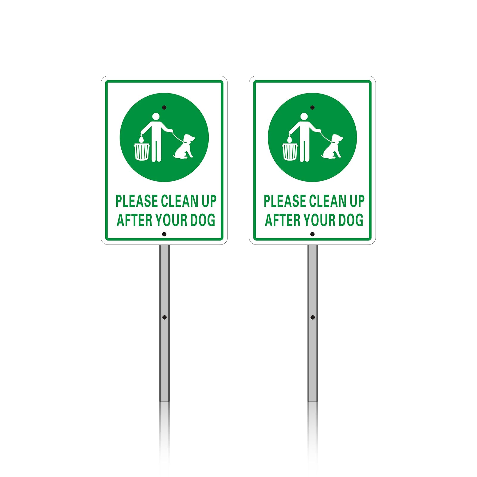 Acuxiaza Clean Up After Dog Sign : 2 Pack No Dog Fouling Signs with Metal Stakes-2 Pre-Drilled Holes 6"x8" Clean Up Dog Poop Sign Rust Free Aluminum Fade Resistant UV Protected & Waterproof
