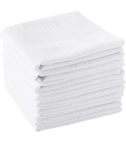 12 Mouchoirs Traditionnels Pour Homme 100% Coton - 40x40 Cm