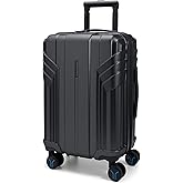 BAGSMART Expandable Carry On Luggage 22x14x9 Airline Approved, 1OO% PC Lightweight Hard Shell Suitcase, 20 Inch Travel Luggage with Spinner Wheels, Waterproof Rolling Suitcase, Black