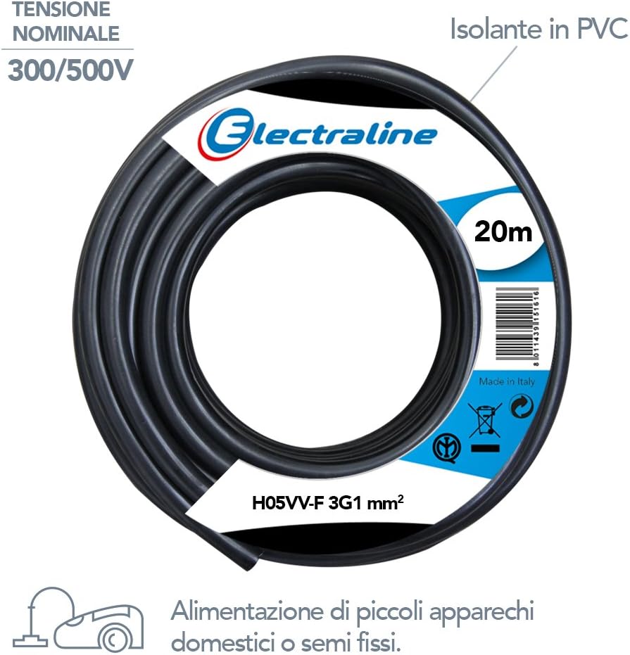 Cable H05VV-F - 3G1 mm - 20 m - Black - Image 3