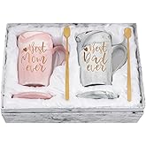Gift for Mom Dad - Best Mom Dad Ever Coffee Mug - Christmas Birthday Gifts for Parents from Daughter Son - Anniversary Couple Gift - Marble Set for Mother's Father's Day 14 Oz with Box, Coaster, Spoon