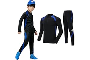HSTiSan Boy's Tracksuit Long Sleeve Color Block Casual Sweatsuit + Pants Set Adult Kids Boys Jogging Uniform Jersey Suit