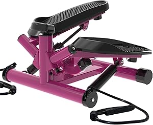 leikefitness Premium Portable Twist Stair Stepper Adjustable Resistance, Twisting Step Fitness Machine with Bands and LCD Monitor ST6610-2(Purple)