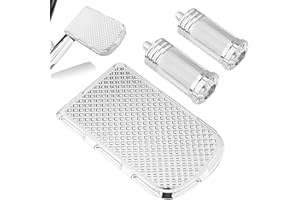 Eagwinger Chrome Brake Pedal Pad Cover with 2PCS Shifter Pegs Compatible with Harley Road Glide Deluxe FL Softail Touring Heritage Springer Fat Boy FLD Trike Road King (Rectangle Kit)