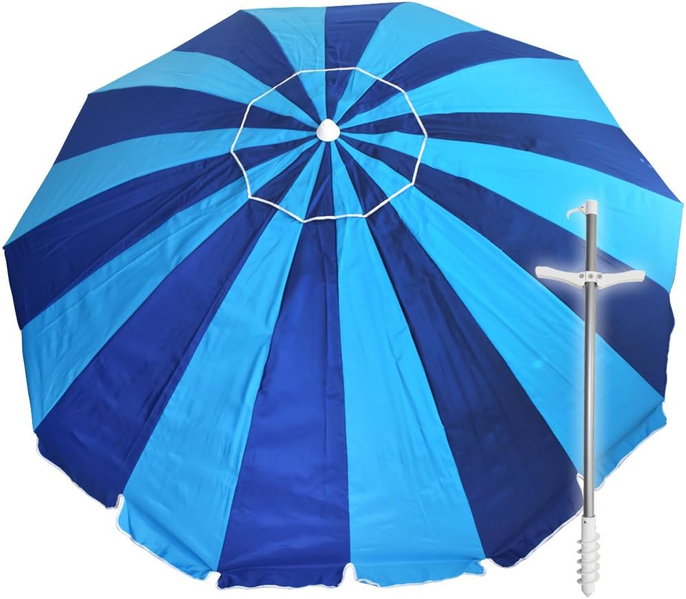 8 ft. 20 Panel Jumbo Vented Fiberglass Beach Umbrella