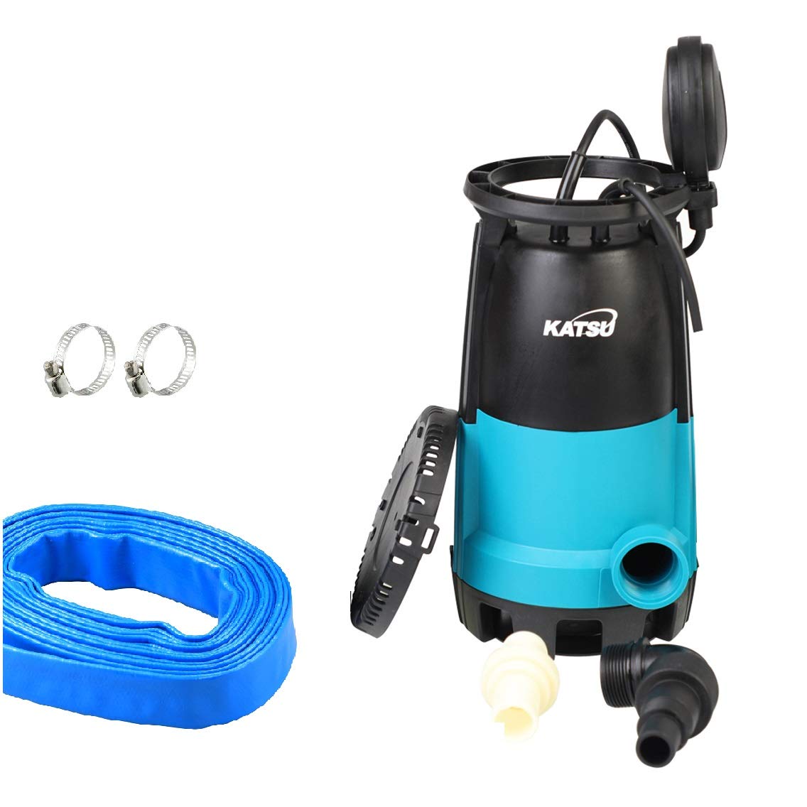 KATSU 400W Professional Submersible Pump for Clean and Dirty Water with 10 Meters Hose 1" and Quick Coupler Changeable Base