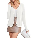 Poplab Women's Lightweight Long Sleeve Cropped Cardigan for Dresses Button Down Knit Shrug for Layering Breathable Cover-Up