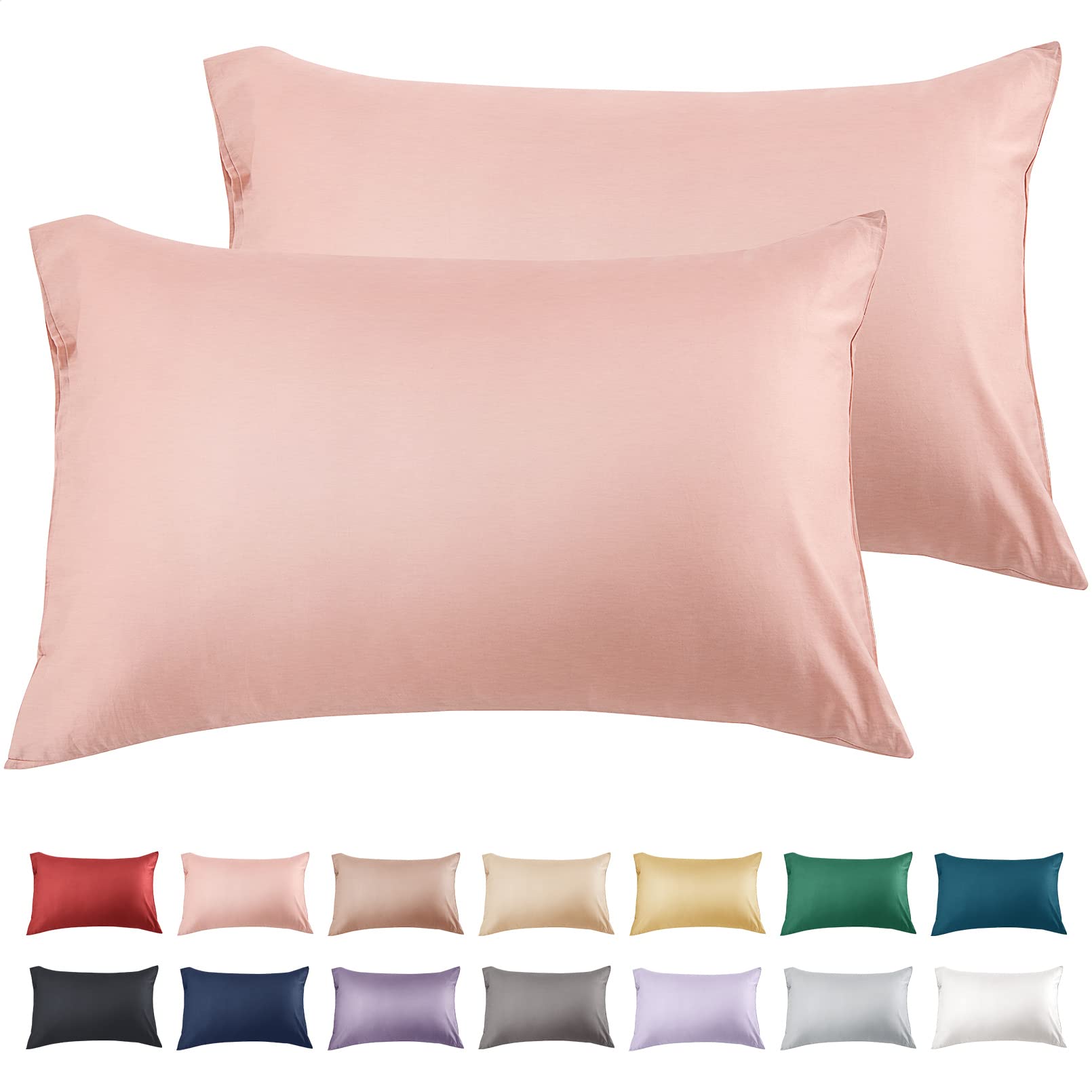 Photo 1 of Warmstar Cotton Pillow Cases Standard Size Set of 2, 600 Thread Count Pillowcases 20x26 Inches, Soft Long Staple Cotton Pillowcases Breathable with Envelope Closure,Pink