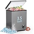 LifePlus Chest Freezer - Compact Deep Freezer Small Freezer 7 Adjustable Temperature with Removable Basket, 3.5 Cubic Feet Energy Saving Super Quiet for Garage, Office, Kitchen, or Apartment, Gray