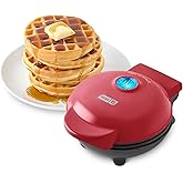 Dash Mini Waffle Maker, 4-Inch Nonstick Cooking Surface, Red | Small Waffle Iron for Dorms &amp; RVs, Chaffle Maker &amp; Compact Waffle Machine, Mini Waffles for Kids &amp; Families