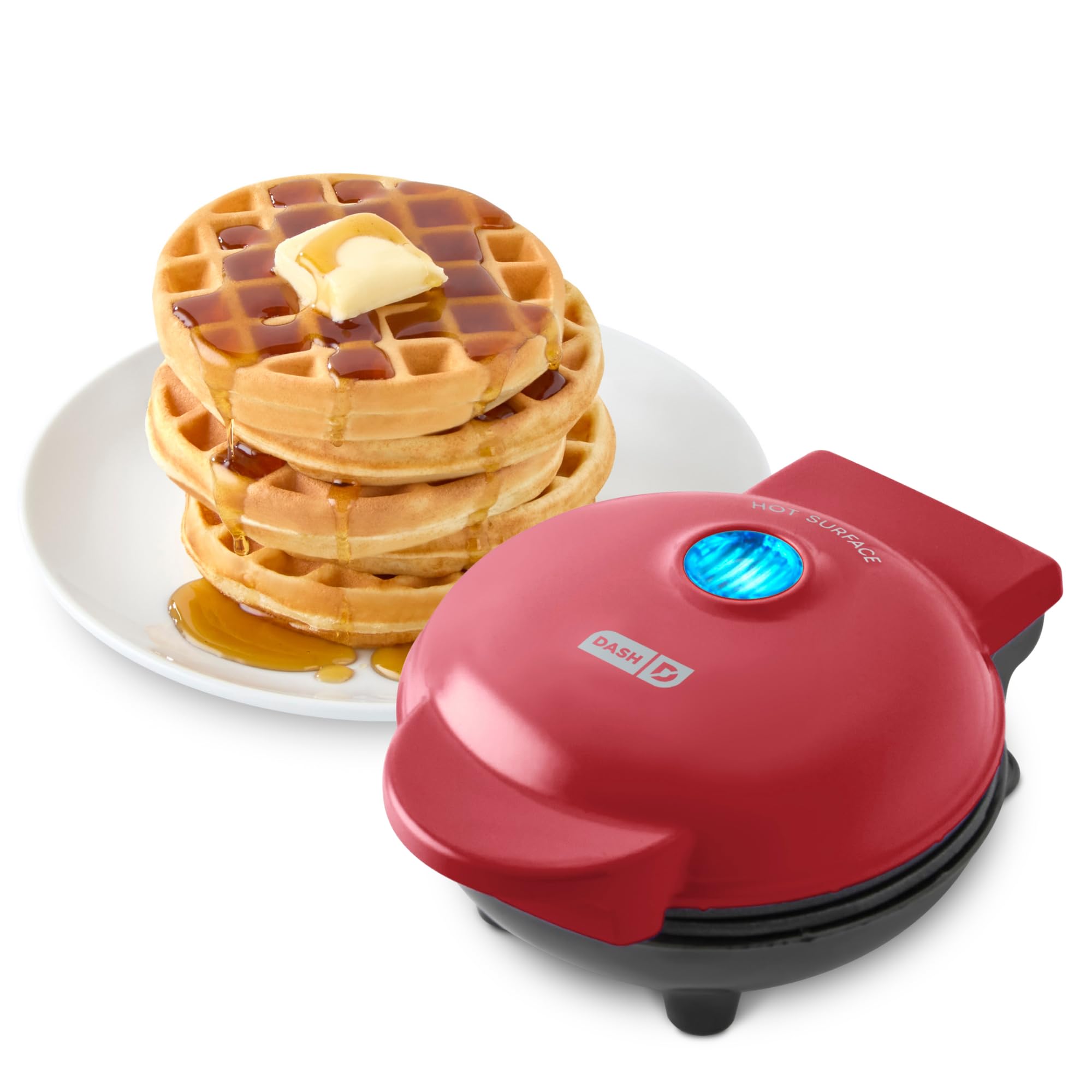 Photo 1 of **FOR PARTS ONLY/ BROKEN*** Dash Mini Waffle Maker- Compact Electric Iron for Creative Homemade Treats - Nonstick Surface - Easy-to-Clean - Perfect for Kids & Families - Red