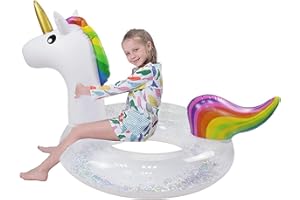 Boxgear Inflatable Float, Glitter Sequin Animal Pool Floats, Swimming Pool Ring, Pool Inflatables for Kids and Adults, Pool Toys Inflatable Unicorn Pool Float, Water Float