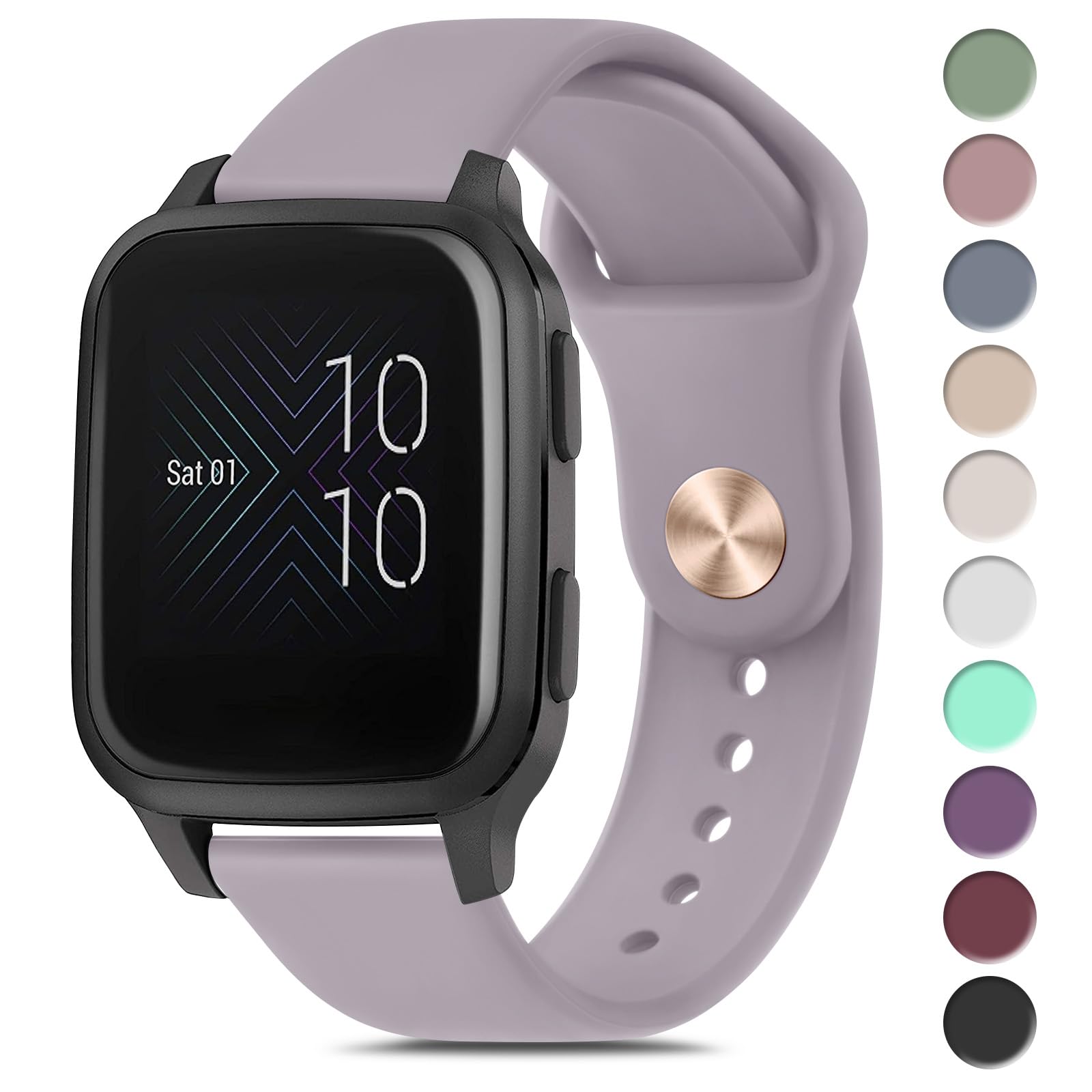 20mm Soft Silicone Strap for Garmin Venu Sq 2, Music, Plus, Forerunner 55/645/245 - Adjustable Replacement Band