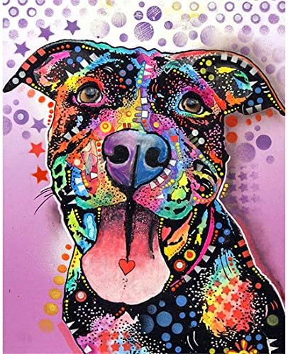 [Without Framed] Kewoer DIY Oil Painting Paint by Number Kit for Adult Kids -Color Dog 16X20 inches