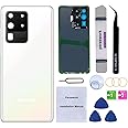 Perzework Rear Back Glass Replacement for Samsung Galaxy S20 Ultra 6.9 inches 5G with Reparing Toolkit and Pre-Installed Adhesive (Cloud White)