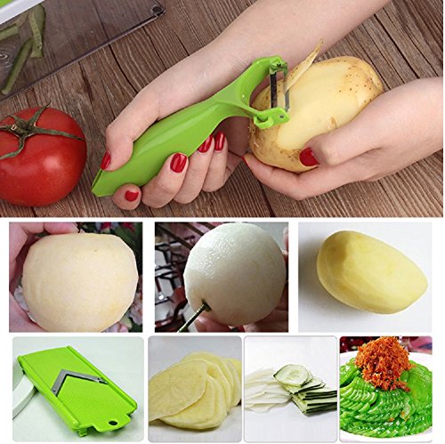 Apple Corer Mango Slicer Wedge 4 in 1 Vegetable and Fruit Cutter Stainless Steel Blades with FREE Peeler Tomato Slicer Potato French Fry Slicer Peach Corer