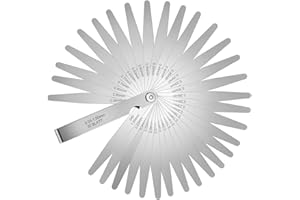 ZHQZZPH 32 Blades Stainless Steel Feeler Gauges Set - Metric & Imperial Measuring Tools for Spark Plug and Valve Gap Adjustment, 0.03-1mm / 0.001-0.040 Inch