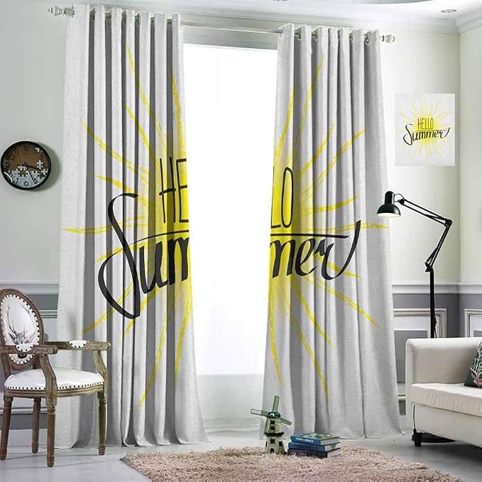 Amazon.com: Hello Summer Thermal Insulated Blackout Curtains Bedroom