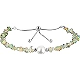 CRYSTALIS A+ Natural Ethiopian Opal Beads Slider Bolo Bracelet with Elegant Pearl, Uncut Chips Nuggets Crystals, Chakra Healing Gemstone, Women Jewelry, 925 Sterling Silver Slider 10 inch