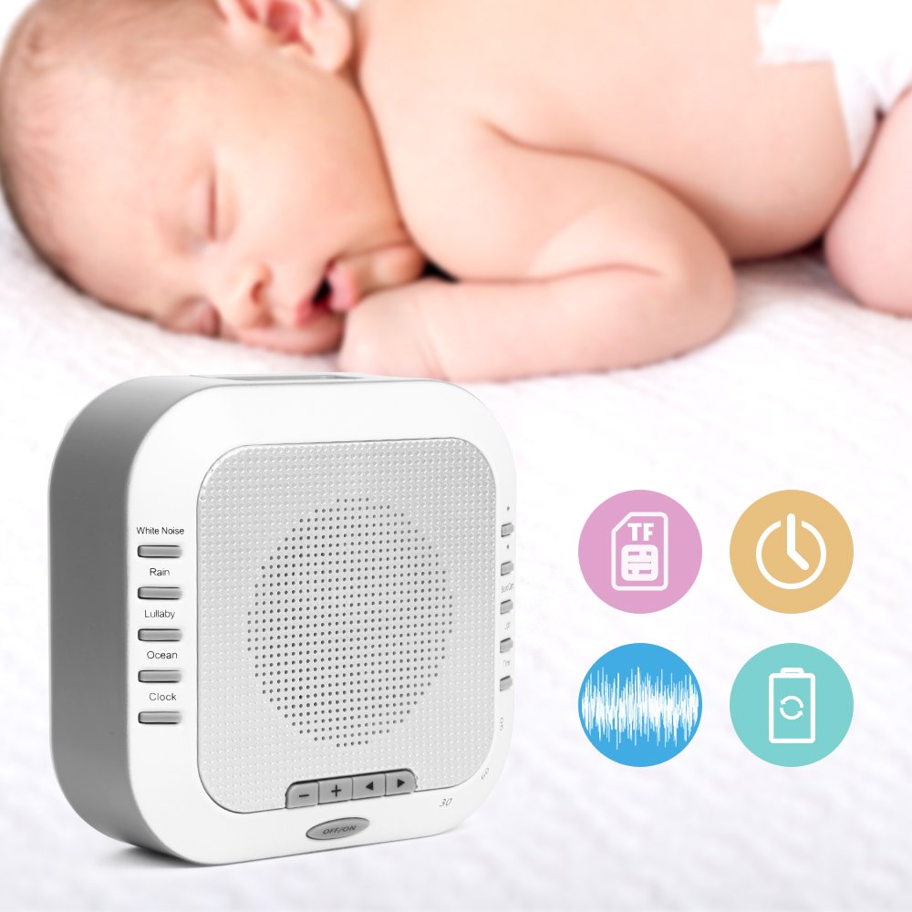 White Noise Machine,Premium Rechargeable Sleep Machines for Baby, Infants, Kids, Adults,Noise-Cancelling Device for Home, Office, with Natural Wind, Ocean Sound Effects, TFCard Supported
