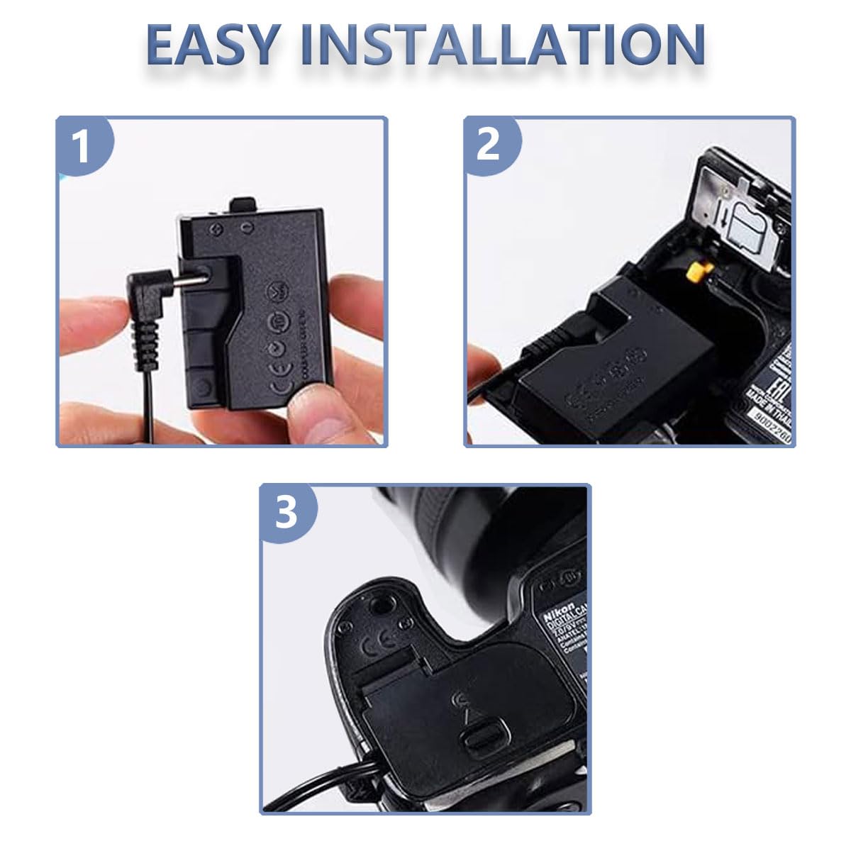 ACK-E10 AC Power Adapter LP-E10 Dummy Battery Kit for Canon EOS Rebel T7 T6 T5 T3 1100D 1200D 1300D 1500D 2000D Cameras
