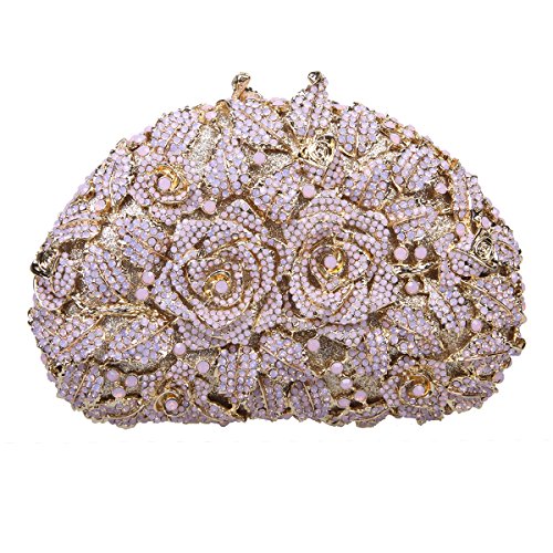 Fawziya Rhinestone Rose Clutch Purse For Party handbags for women-Pink