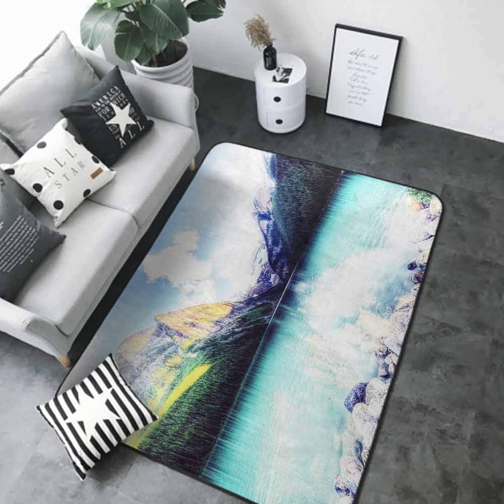 Anti-Slip Outdoor Rugs Beautiful Moraine Lake in Banff National Park, Canada 80"x 120" Silky Smooth Bedroom Mats