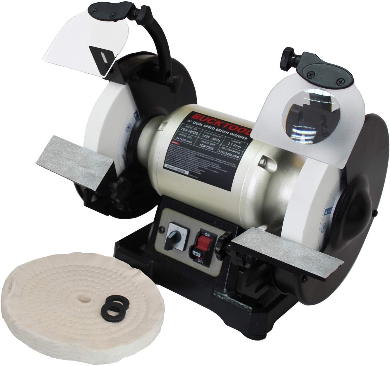 BUCKTOOL BD4801 Bench Belt Sander and Disc Sander & Dual Speed Bench Grinder TDS-200DS - - 
