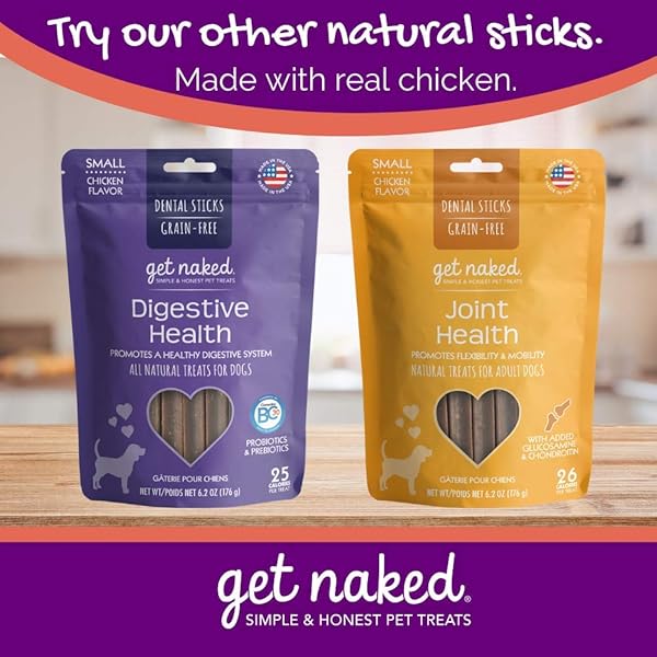 GET NAKED GRAIN FREE 1 POUCH 6.2 OZ SUPER ANTIOXIDANT DENTAL CHEW STICKS, SMALL