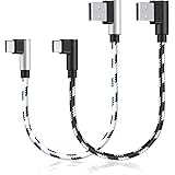 90 Degree USB C Cable, CIKOO 2-Pack 1ft Nylon Braided Right Angle USB Type C Fast Charging Cable for Galaxy Note 20 10 9 S8 S