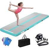 kxbyToy Air Mat Tumble Track 4 inches Thickness Inflatable Gymnastics Mat for Home Use/Training/Cheerleading/Yoga 10/13/16/20ft with Electric Air Pump