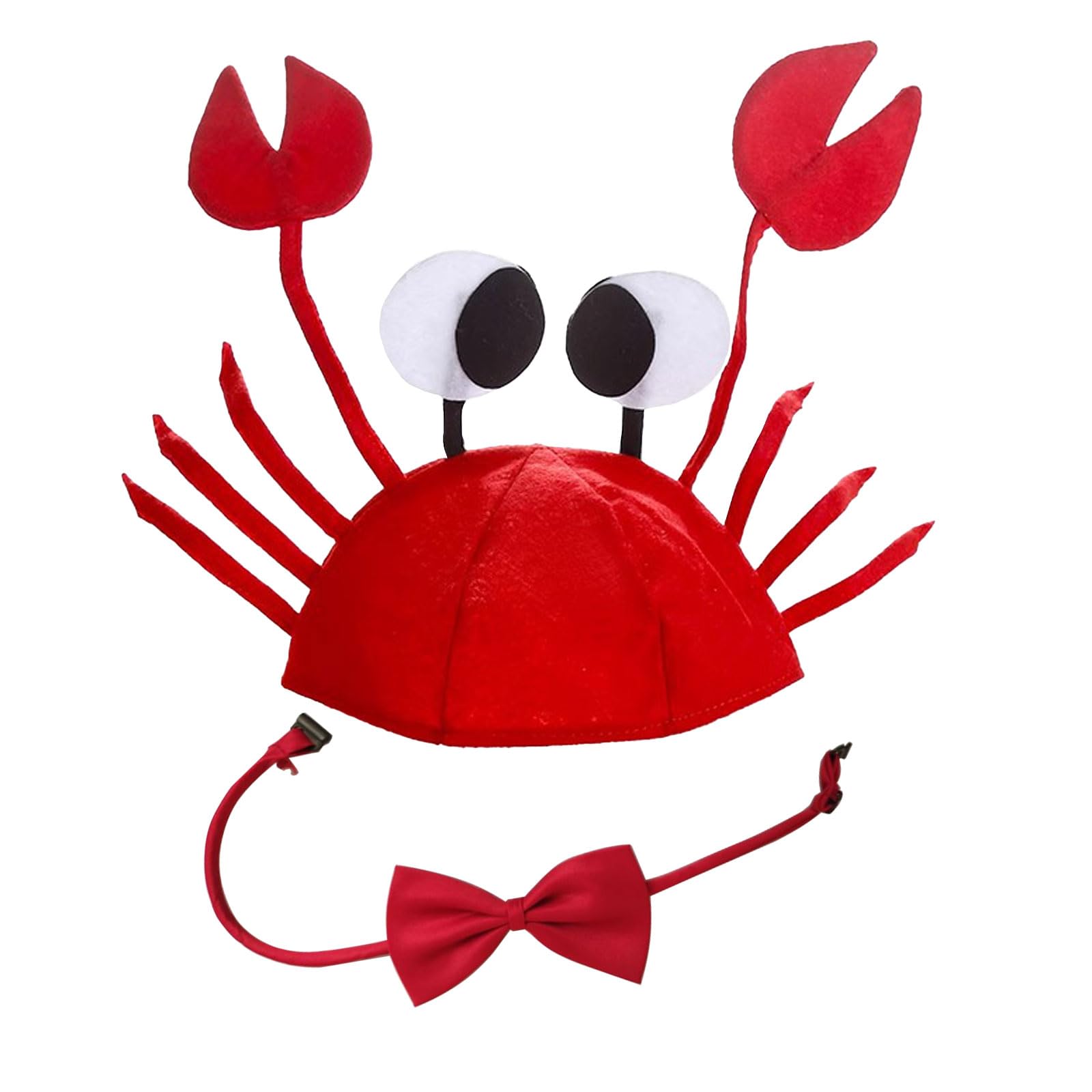 AWAVM Crab Hat Adjustable Red Crab Hat Costume Fancy Hats + Red Wine Bow Tie for Halloween Christmas Easter Party Decoration Adult Boys Girls Cosplay Party Costume