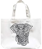HOMU ARBrend Bohemian Elephant Canvas Tote Reusable Grocery Bag Handbag Bookbag Purse