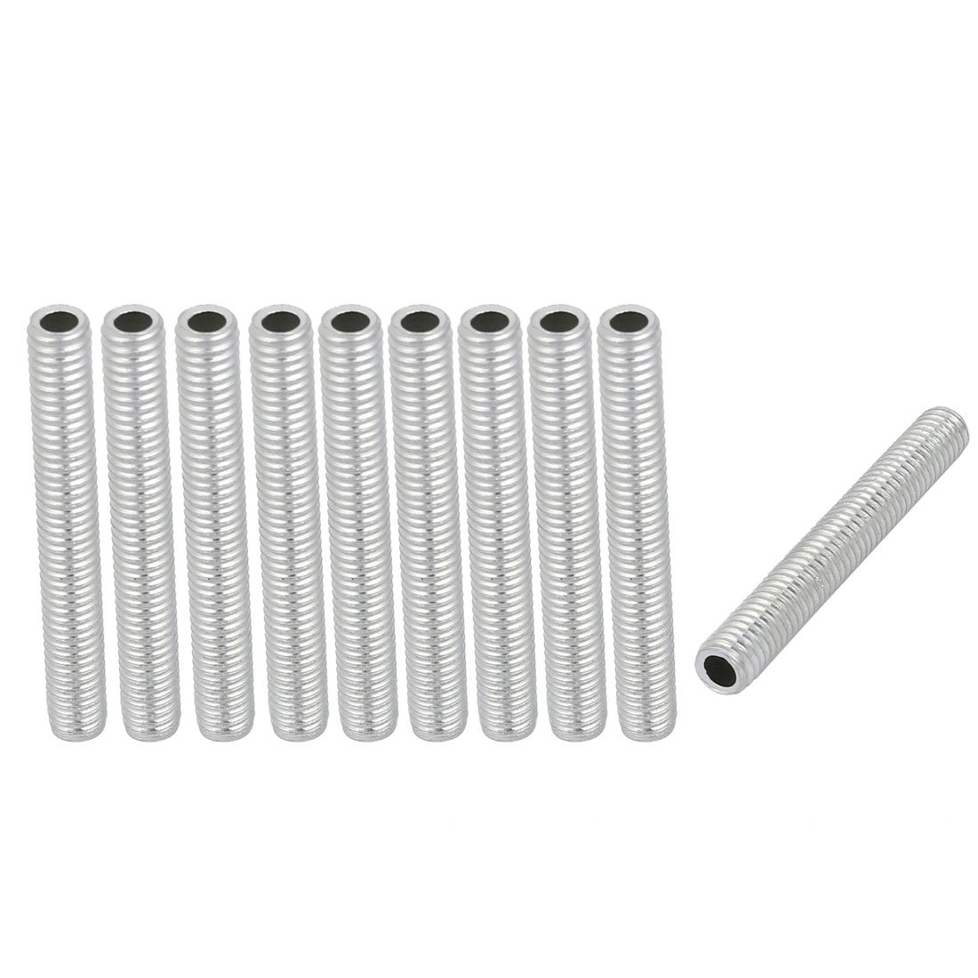 Sourcingmap Lamp Pipe Nipple, M6 Thread 45mm Length Hollow Lamps Repair Part Hardware for Lamp Lights, Zinc Plated Silver Tone, Pack of 10