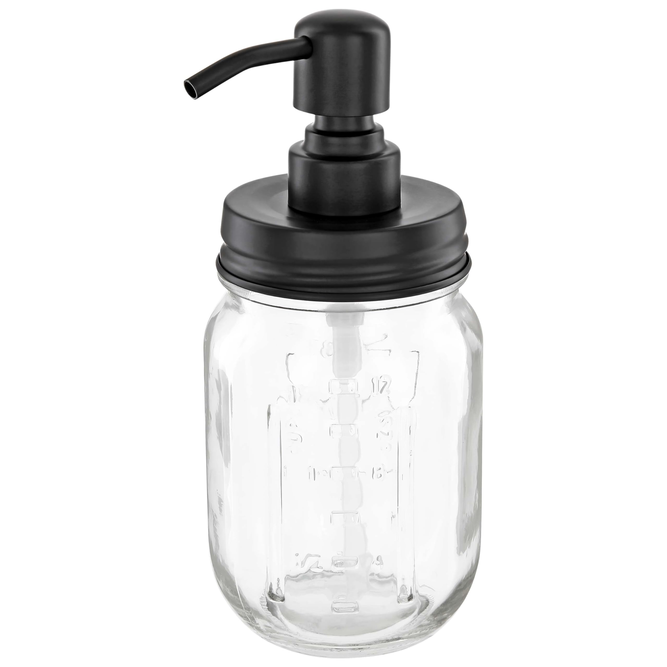 ALTGLAS Vintage Style Liquid Soap Dispenser from Retro Mason Jar Glass with Stainless Steel Pump 16oz/473ml (Black)